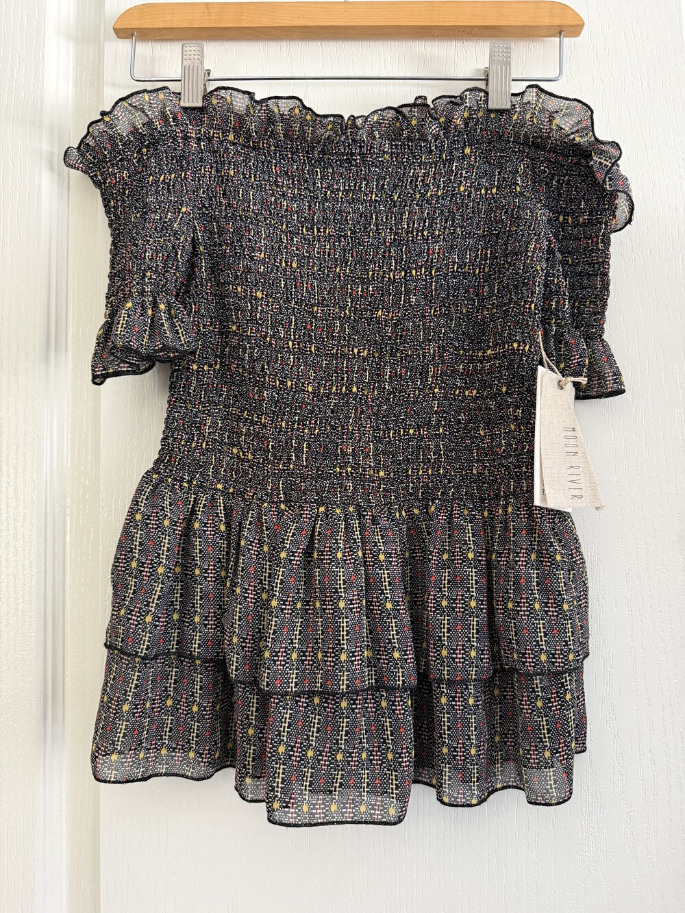 Moon River Off-shoulder ruffle mini dress